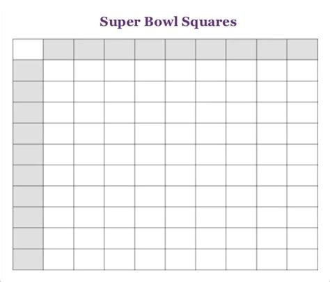 Free Printable Super Bowl Squares Printable Templates Wonderland
