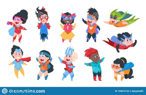 Superhero Kids Cartoon Boys And Girls Characters In Superhero Comic