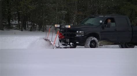 Plowing Deep Snow With My Silverado 3500 Dually And Western Plow Youtube