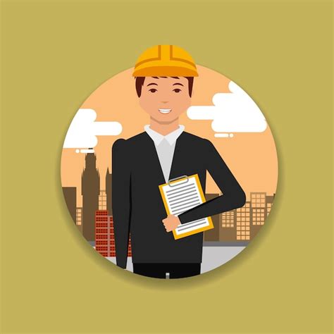 Premium Vector Construction Architect Engineer Worker Holding Clipboard