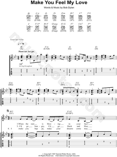 Adele Make You Feel My Love Guitar Tab In Bb Major Download And Print