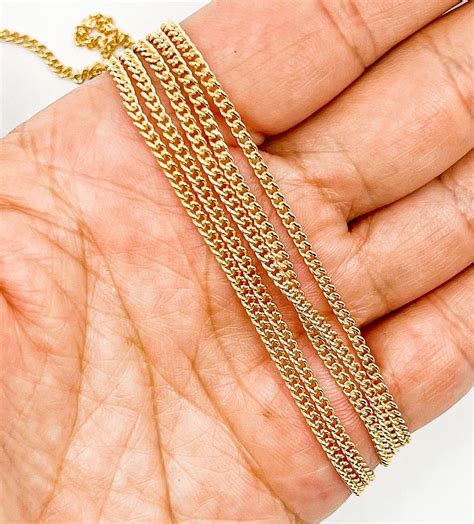 1ft 2mm 14k Gold Filled Tiny Curb Chain Bulk 14k Gold Filled Cuban Curb Link Chain By Foot