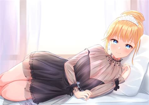 Blue Eyes Cleavage In Bed Watson Amelia Hololive Blonde Virtual Youtuber Dress