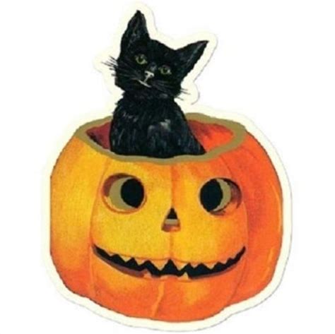 black cat   pumpkin halloween gift tag set   shk