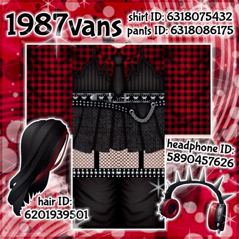 Detailed Red And Black Grunge Roblox Outfits With Matching Accessories In