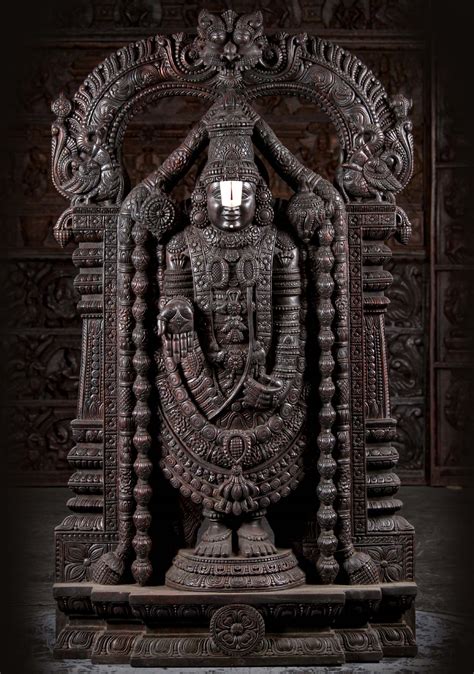 Sold Large Wooden Balaji Lord Of The Seven Hills Venkateswara Incarnation Of Vishnu Sculpture