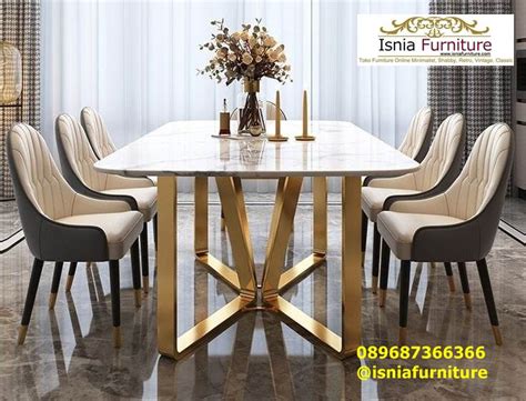 Sekrang ini, yang sedang booming banget meja makan yang terbuat dari full jati utuh dengan sedikit polesan untuk. Jual meja makan marmer kaki stainless steel Terlaris