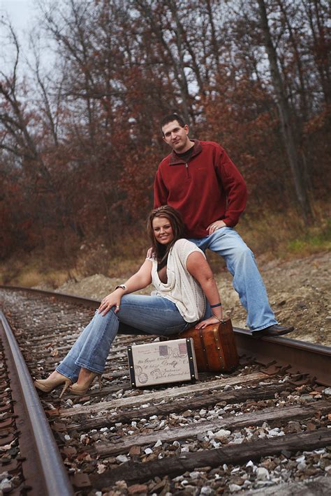Engagment Session On The Railroad Tracks Railroad Tracks Engagement Photos Session Hipster