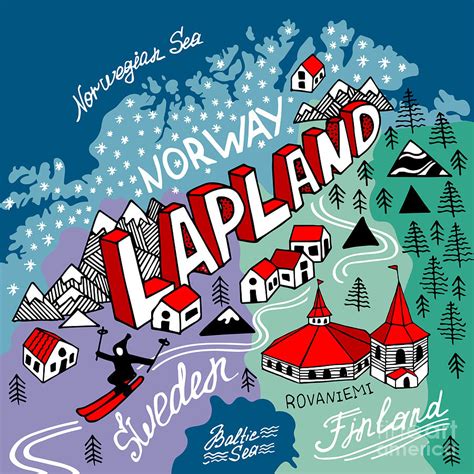 Illustrated Map Of Lapland Digital Art By Daria I Pixels Merch