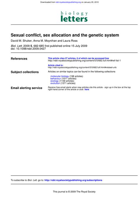 Pdf Sexual Conflict Sex Allocation And The Genetic System