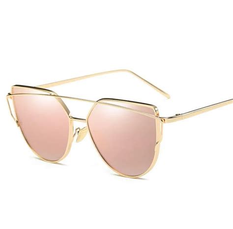 chun cat eye sunglasses women luxury brand designer twin beam rose mirror lens sun glasses for