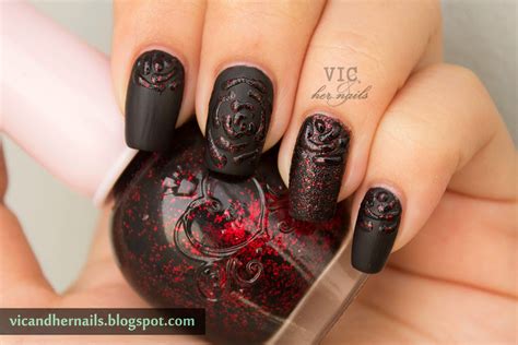 Vic And Her Nails The Digital Dozen Does Texture Day 1 Black Roses