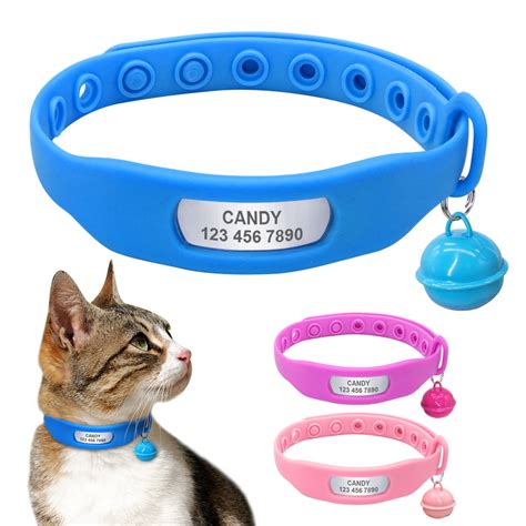 Personalized Cat Collar Custom Engraved Collars With Bell Adjustable