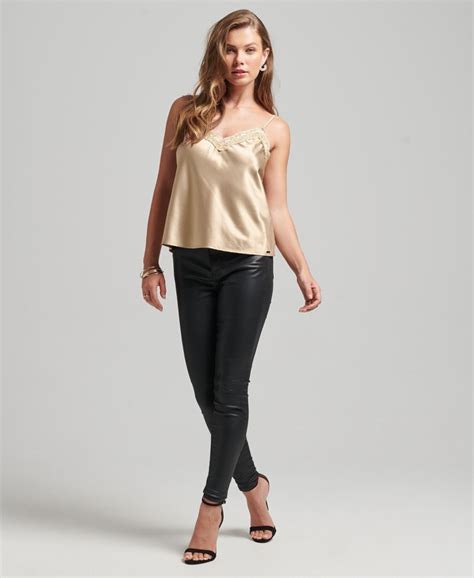 Womens Lace Satin Cami Top In Natural Superdry Uk
