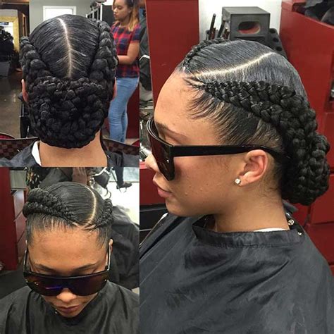 Cornrow Hairstyles 2 Braids Keeping It Sweet And Simple With Two Cornrow Goddess Two