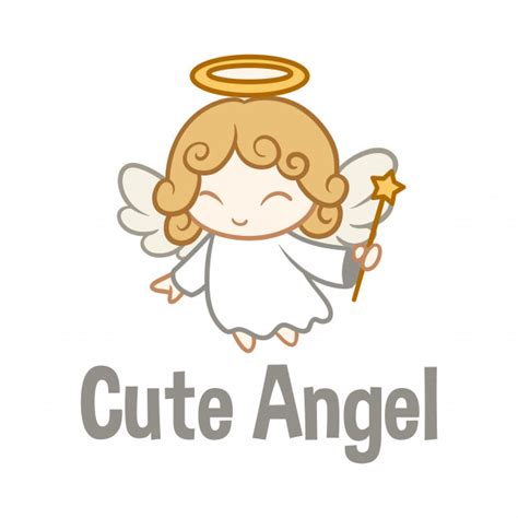 Cartoon Cute Angel Character Mascot Logo Premium Vector