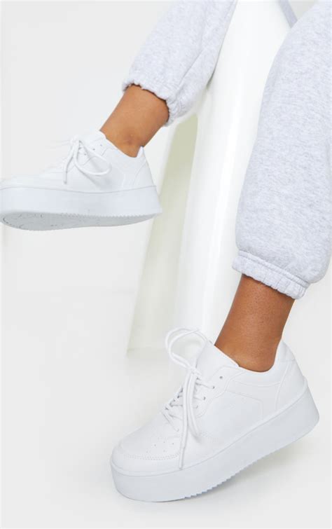 White Platform Sole Chunky Lace Trainers Prettylittlething Ire