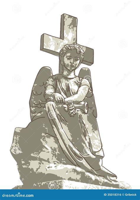 Sad Angel And Cross Royalty Free Stock Image Image 35018316