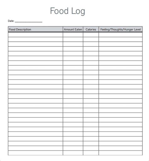 Microsoft word is probably the most popular word processor in the world. FREE 16+ Sample Printable Food Log Templates in PDF | MS ...