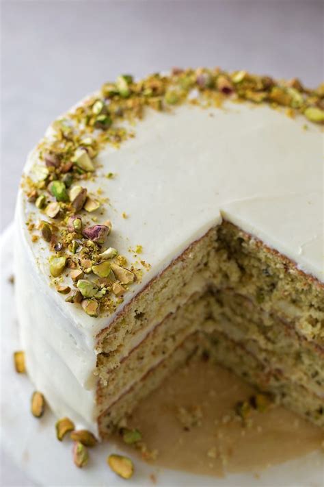 This Light And Fluffy Pistachio Layer Cake Is Flecked With Ground