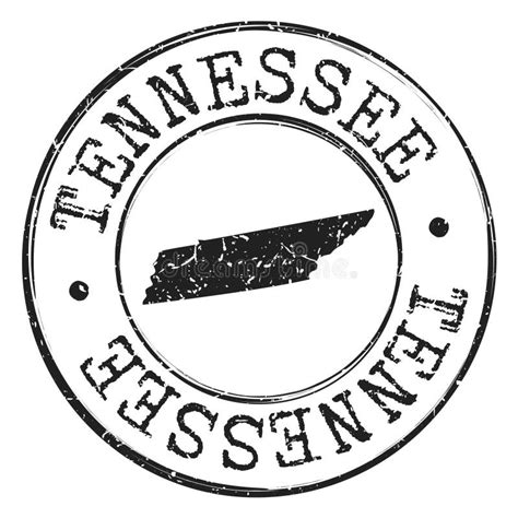 Tennessee Map Silhouette Postal Passport Stamp Round Vector Icon Seal