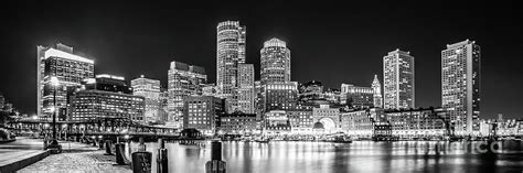 Photograph Boston Skyline Black And White Panorama Photo By Paul