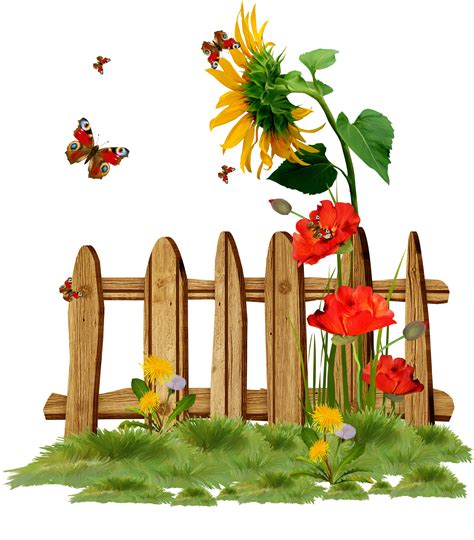 Flower Garden Fence Clipart Picket Fence Synthetic Fence Gate High