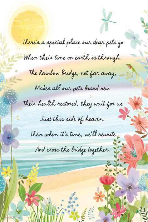 'rainbow bridge' is a lovely prose poem written for anyone who's suffered the loss of a beloved pet. Rainbow Bridge Poem" | Sympathy eCard ... in 2020 ...