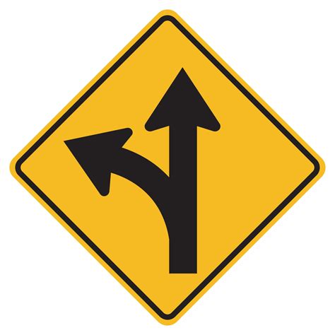 Proceed Straight Or Turn Left Road Sign 2279437 Vector Art At Vecteezy