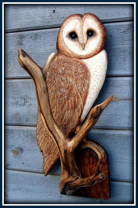 Escultura De Arte Barn Owl Arte Del Búho Talla De Madera De Etsy
