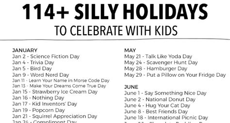 114 Funny Holidays To Celebrate With Your Kids Love And Marriage