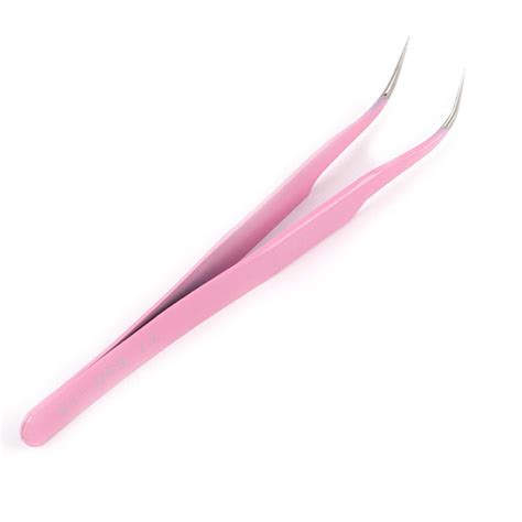 Buy 1 Set Steel Pink Straight Bend Tweezer For Eyelash Extensions