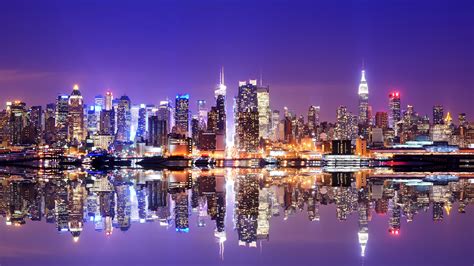 Wallpaper Manhattan New York City Usa River Night Time 2560x1440