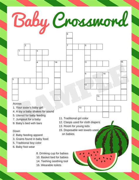 Amazon Com Crossword Puzzle Baby Shower Game Diy Printable Game