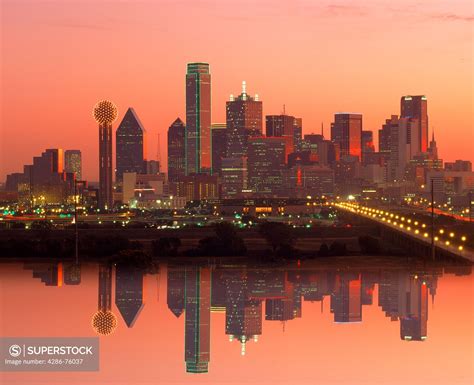 Dallas Skyline Sunrise Reflection Dallas Skyline Dallas City Skyline