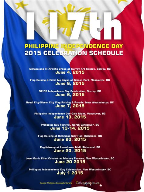 When is philippines independence day shown on a calendar. 117th PHILIPPINE INDEPENDENCE DAY 2015 CELEBRATION ...