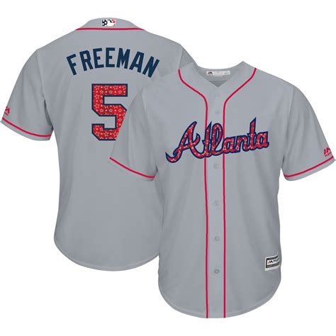 Majestic Freddie Freeman Atlanta Braves Gray 2018 Stars And Stripes Cool