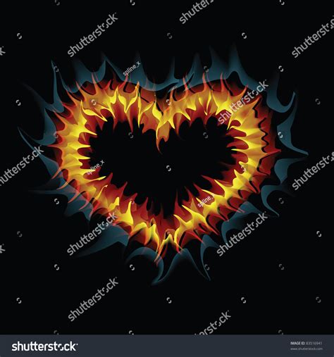 Flaming Heart Vector Illustration Stock Vector Royalty Free 83516941