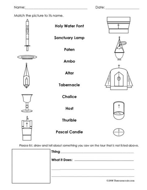 Interactive Church Tour Worksheet Religious Education