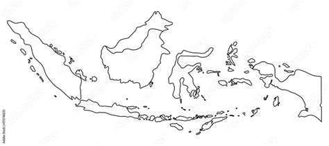 Indonesia Map Outline Graphic Freehand Drawing On White Background Vector Illustration Stock