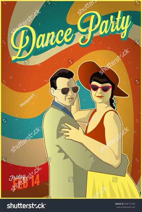 Retro Dance Party Poster Vector Illustration Stock Vector Royalty Free