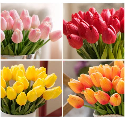 real touch flower pu tulip artificial tulip silk tulip spring etsy