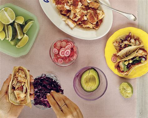 Fish tacos, that great meal of the baja peninsula, and a taste of summer they are simple to make, no more complicated in fact than a hamburger or a mess of pancakes, and they are considerably more flavorful fried in strips and served onboard warm fish tacos. Build Your Own Fish Tacos with the Zakarians | Serendipity