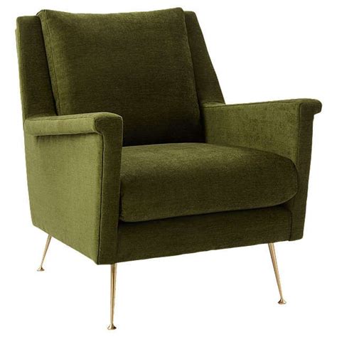 west elm Carlo Chair Velvet, Olive | Mid century chair, Mid century