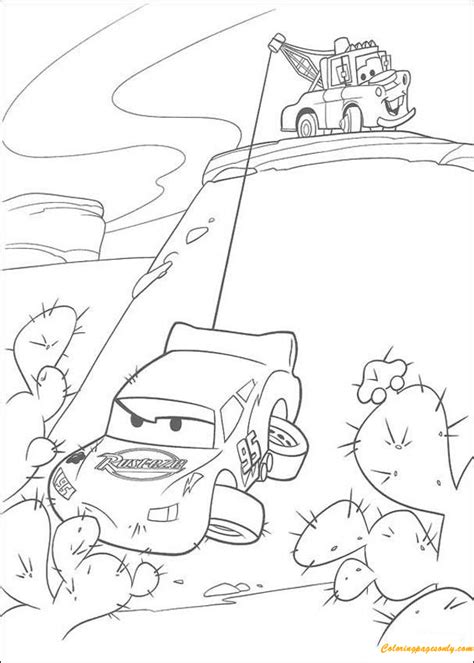 Convertible car on the road. Mater Saves Lightning McQueen Coloring Page - Free ...