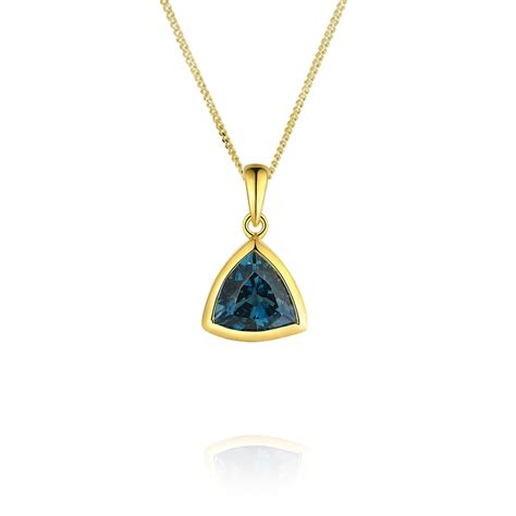 Blue Topaz Triangle Pendant Hc Jewellers 9ct Gold Amore