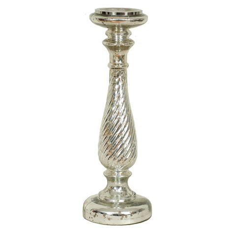 Silver Mercury Glass Pillar Candle Holder 18 In At Home