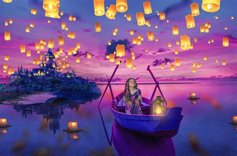 Princess Rapunzel Floating Lantern Backdrop Princess Digital Etsy