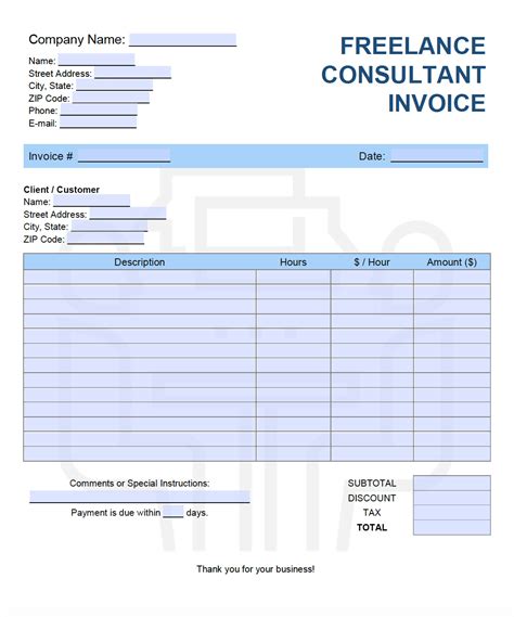 Free Freelance Consultant Invoice Template Pdf Word Excel