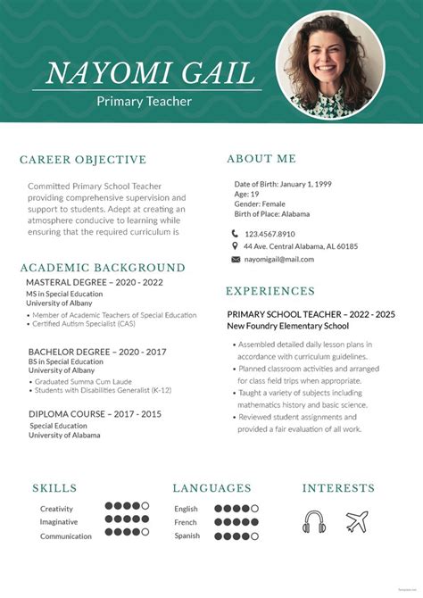 160+ free resume templates for word. Free Primary Teacher Resume CV Template in Photoshop (PSD ...